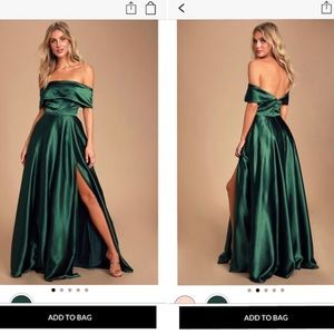 Lulus Dark Green Satin Prom Dress